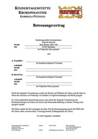 Deckblatt Betreuungsvertrag