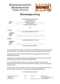 Deckblatt Betreuungsvertrag